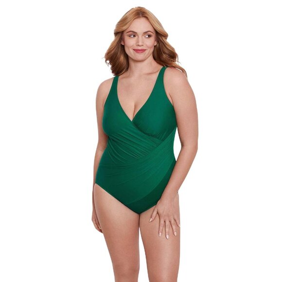 NWT Miraclesuit Plus Size Solids Oceanus One Piece Swimsuit Malachite Green 22W - Picture 1 of 8